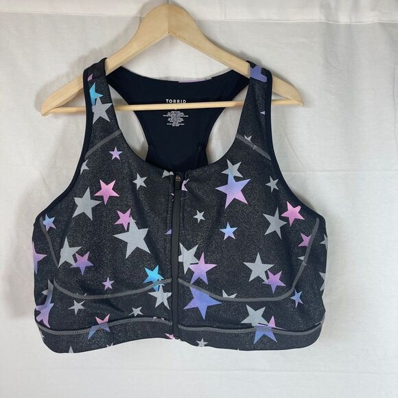 Torrid Active Longline Grey Starshine Sport Bra Sz 4X - Picture 2 of 6
